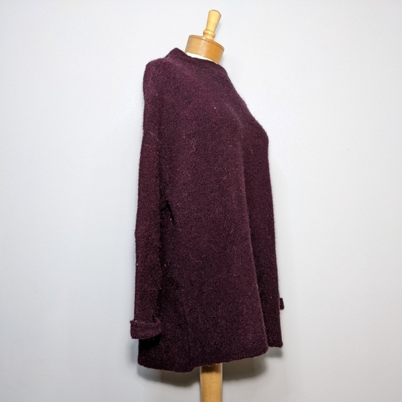 Free People Wool Blend Oversized Slouchy Tunic Sweater Burgundy Purple Size XS/S - Picture 12 of 15